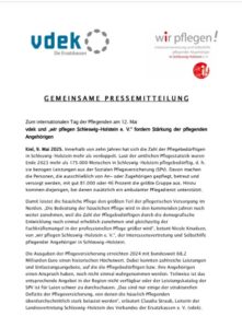 Mehr über den Artikel erfahren vdek und „wir pflegen Schleswig-Holstein e. V.“ fordern Stärkung der pflegenden Angehörigen
